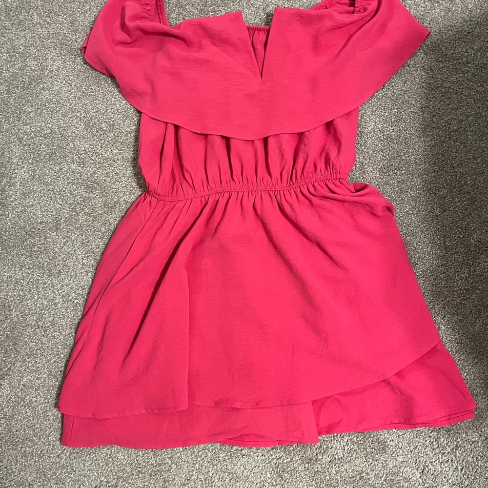 L Love off shoulder hot pink romper new without tags